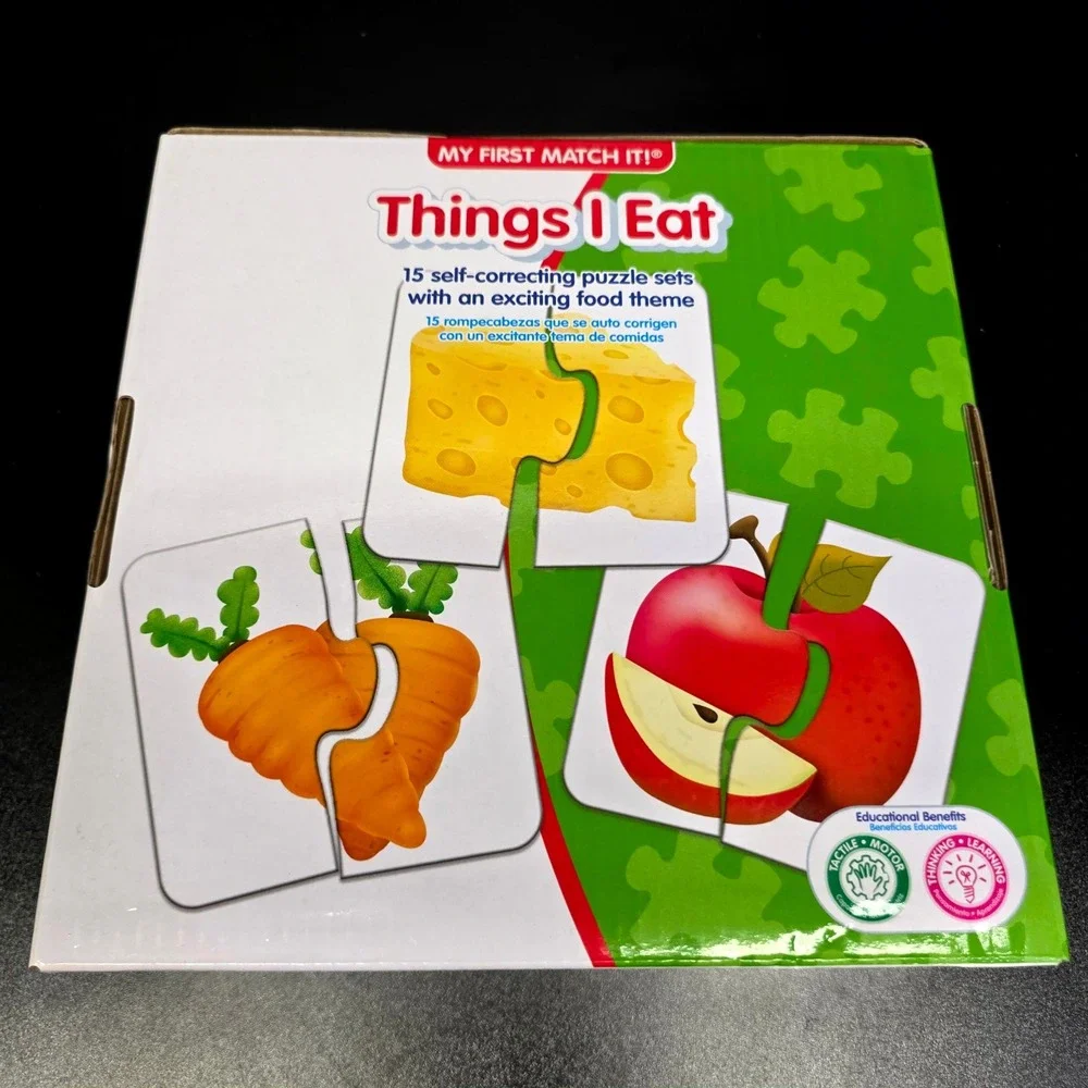 Fisher-Price Wooden Jigsaw Puzzle & Things I Eat Match It Set Toddler OS Multi